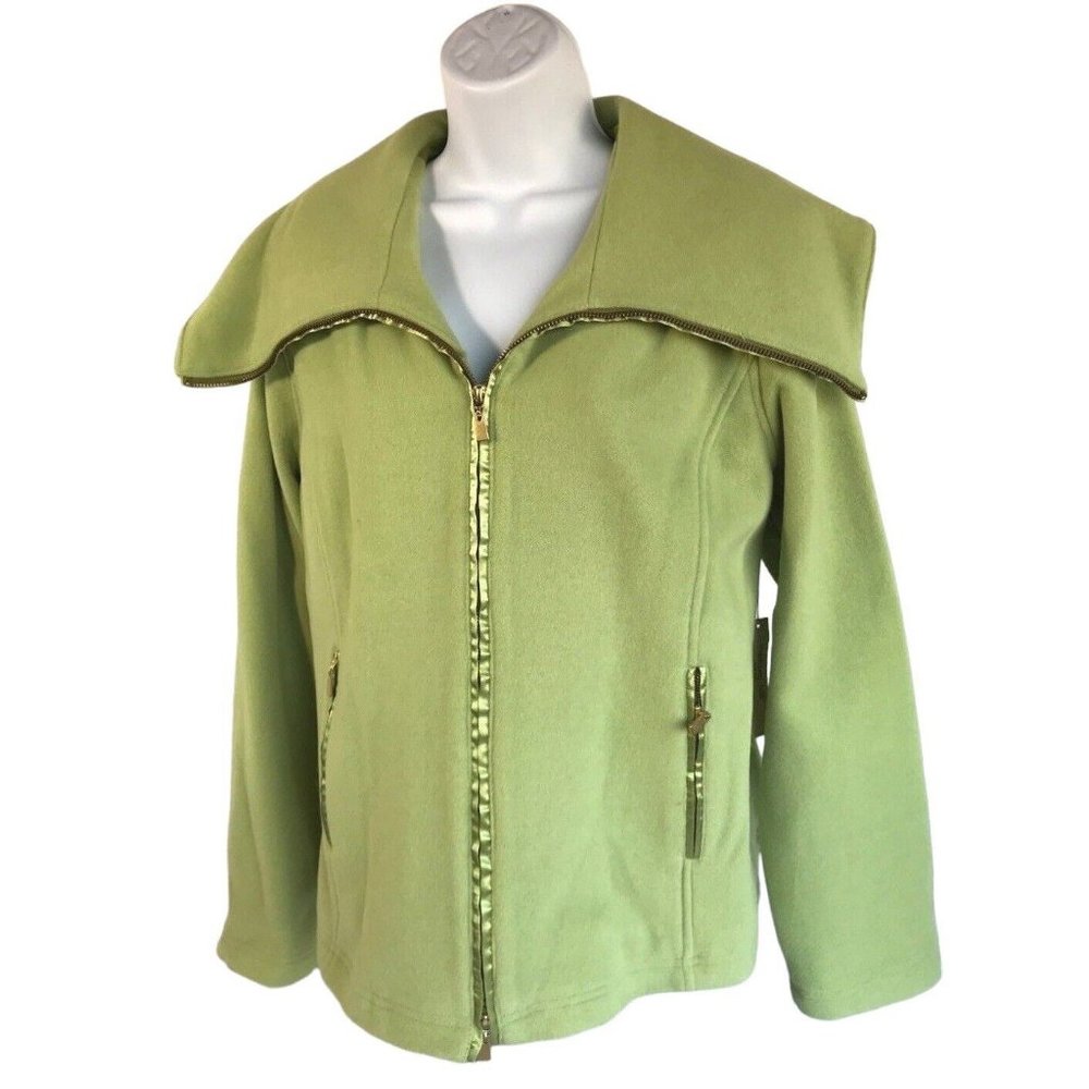 Madison Hill Jacket 1001117 Short Zip Front, Wool Blend, Grass Green, Size Large